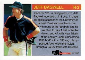 1992 MJB Holographics Holoprisms Jeff Bagwell #R/3 Jeff Bagwell Back