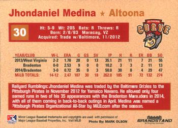 2015 Grandstand Altoona Curve #NNO Jhondaniel Medina Back
