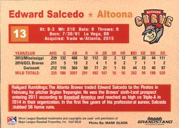2015 Grandstand Altoona Curve #NNO Edward Salcedo Back