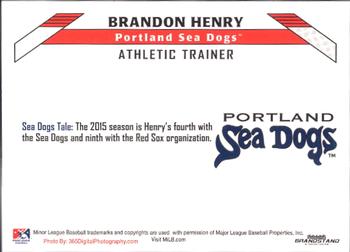 2015 Grandstand Portland Sea Dogs #NNO Brandon Henry Back