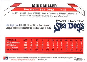 2015 Grandstand Portland Sea Dogs #NNO Mike Miller Back