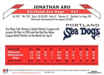 2015 Grandstand Portland Sea Dogs #NNO Jonathan Aro Back