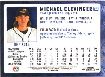 2015 Grandstand Akron RubberDucks #NNO Michael Clevinger Back