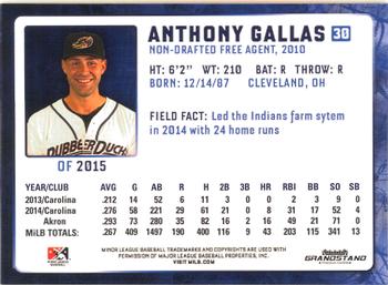 2015 Grandstand Akron RubberDucks #NNO Anthony Gallas Back