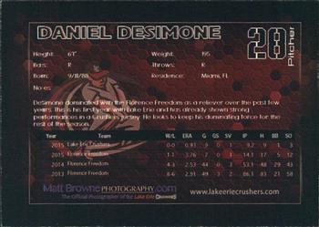 2015 Lake Erie Crushers #NNO Daniel DeSimone Back