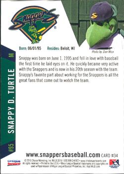 2015 Choice Beloit Snappers #34 Snappy D. Turtle Back