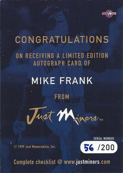 1999 Just - Just Imagine Autographs #NNO Mike Frank  Back