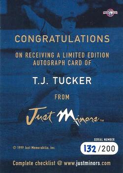 1999 Just - Just Imagine Autographs #NNO T.J. Tucker  Back