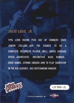 1999 Just - Just Longshots #LS 006-JL Julio Lugo, Jr. Back