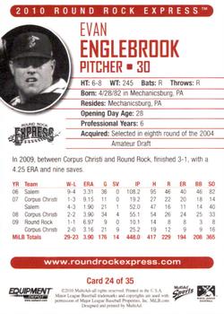 2010 MultiAd Round Rock Express SGA #24 Evan Englebrook Back