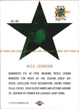 1999 Just - Just Stars #JS-05 Nick Johnson  Back
