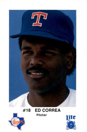 1986 Miller Lite Texas Rangers #NNO Edwin Correa Front
