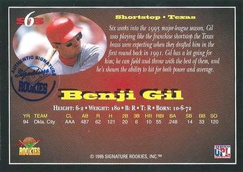 1995 Signature Rookies Old Judge - Star Squad Signatures #6 Benji Gil Back