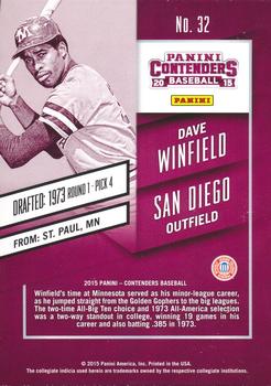 2015 Panini Contenders #32 Dave Winfield Back