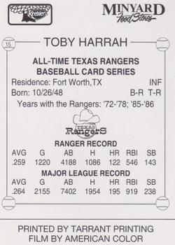1993 Keebler Texas Rangers #15 Toby Harrah Back