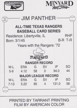 1993 Keebler Texas Rangers #31 Jim Panther Back