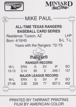 1993 Keebler Texas Rangers #32 Mike Paul Back
