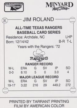 1993 Keebler Texas Rangers #36 Jim Roland Back