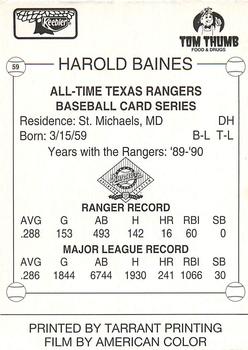 1993 Keebler Texas Rangers #59 Harold Baines Back