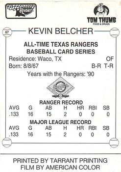 1993 Keebler Texas Rangers #67 Kevin Belcher Back