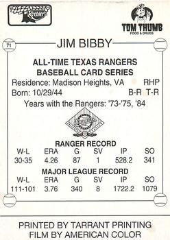 1993 Keebler Texas Rangers #71 Jim Bibby Back