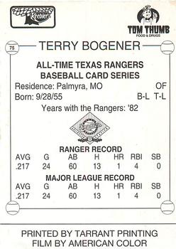 1993 Keebler Texas Rangers #75 Terry Bogener Back