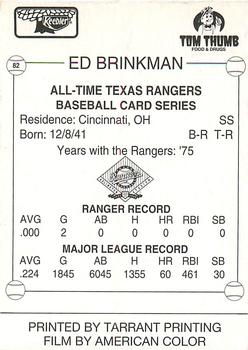1993 Keebler Texas Rangers #82 Ed Brinkman Back