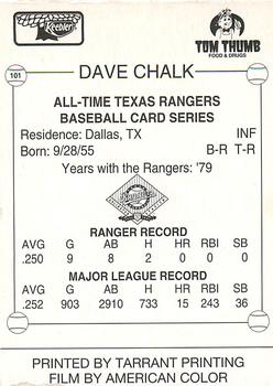 1993 Keebler Texas Rangers #101 Dave Chalk Back