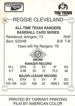 1993 Keebler Texas Rangers #104 Reggie Cleveland Back