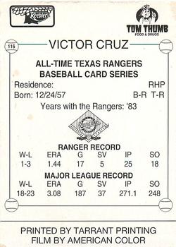 1993 Keebler Texas Rangers #116 Victor Cruz Back