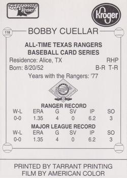1993 Keebler Texas Rangers #118 Bobby Cuellar Back
