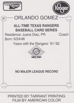 1993 Keebler Texas Rangers #161 Orlando Gomez Back