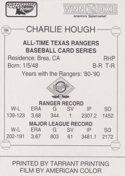 1993 Keebler Texas Rangers #194 Charlie Hough Back