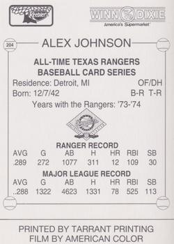 1993 Keebler Texas Rangers #204 Alex Johnson Back