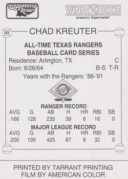 1993 Keebler Texas Rangers #222 Chad Kreuter Back
