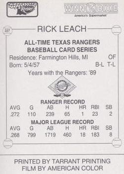 1993 Keebler Texas Rangers #227 Rick Leach Back