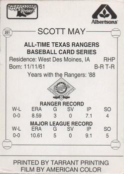 1993 Keebler Texas Rangers #251 Scott May Back