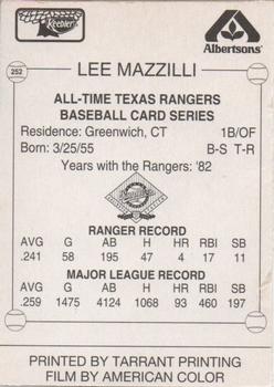 1993 Keebler Texas Rangers #252 Lee Mazzilli Back