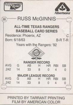 1993 Keebler Texas Rangers #256 Russ McGinnis Back