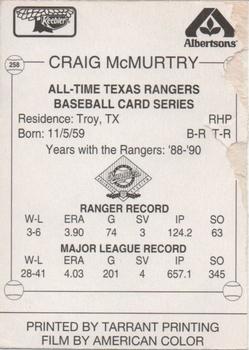 1993 Keebler Texas Rangers #258 Craig McMurtry Back