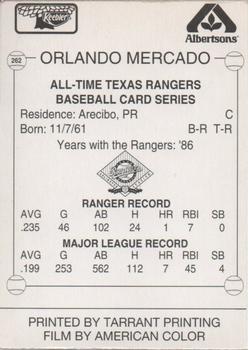 1993 Keebler Texas Rangers #262 Orlando Mercado Back