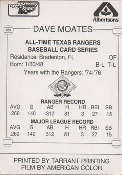 1993 Keebler Texas Rangers #269 Dave Moates Back