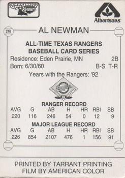 1993 Keebler Texas Rangers #276 Al Newman Back