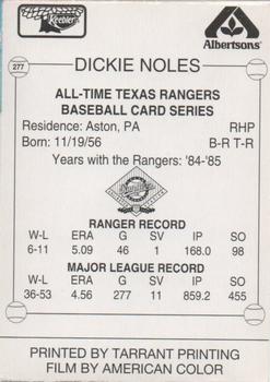 1993 Keebler Texas Rangers #277 Dickie Noles Back