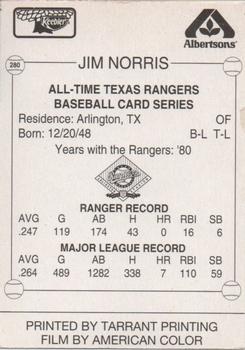 1993 Keebler Texas Rangers #280 Jim Norris Back