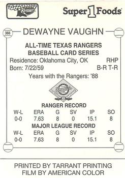 1993 Keebler Texas Rangers #366 DeWayne Vaughn Back