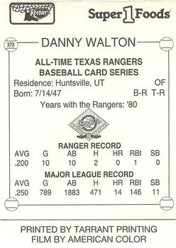 1993 Keebler Texas Rangers #372 Danny Walton Back