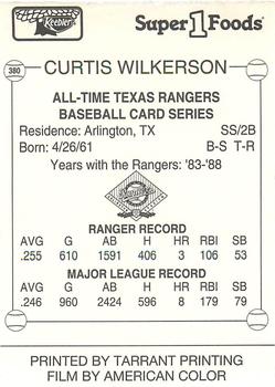 1993 Keebler Texas Rangers #380 Curtis Wilkerson Back