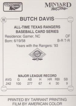 1993 Keebler Texas Rangers #402 Butch Davis Back