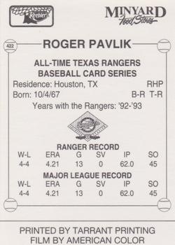 1993 Keebler Texas Rangers #422 Roger Pavlik Back